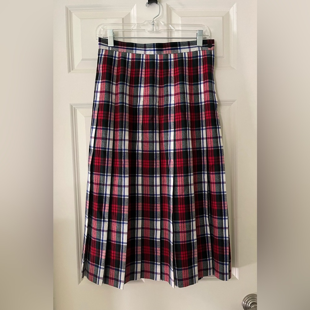 Vintage Talbot’s petite worsted wool pleated plaid midi skirt 10P holiday